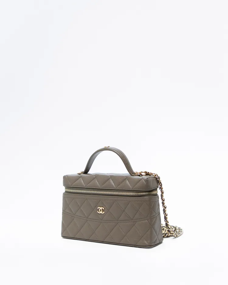Alternate view angle of Caviar Slim Vanity Case with Chain