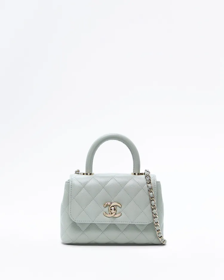 Caviar Coco Handle Clutch with Chain