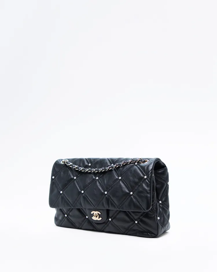 Alternate view angle of Lambskin Quilted with Pearl Flap Bag
