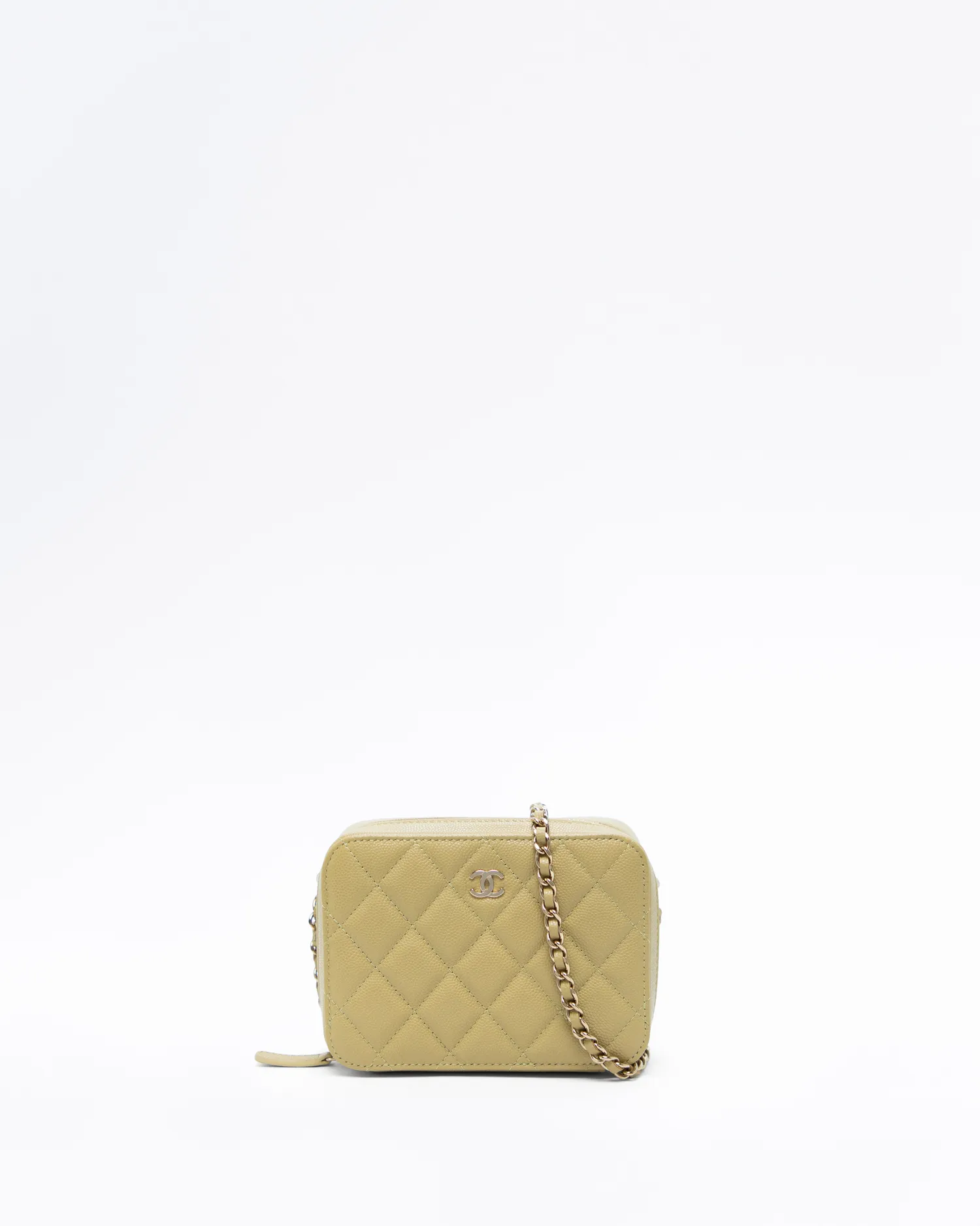 Caviar Zip Around Mini Vanity with Chain