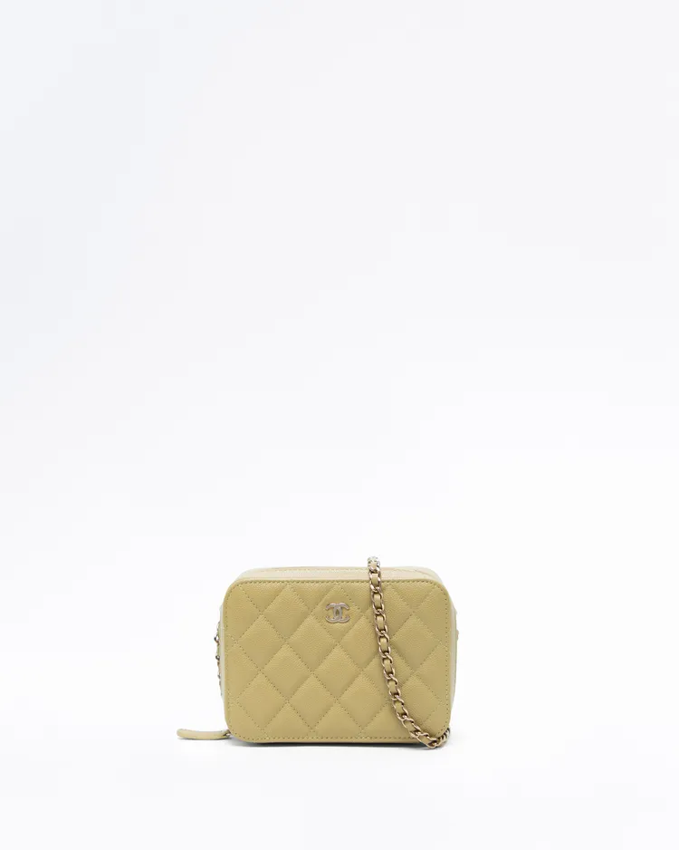 Caviar Zip Around Mini Vanity with Chain
