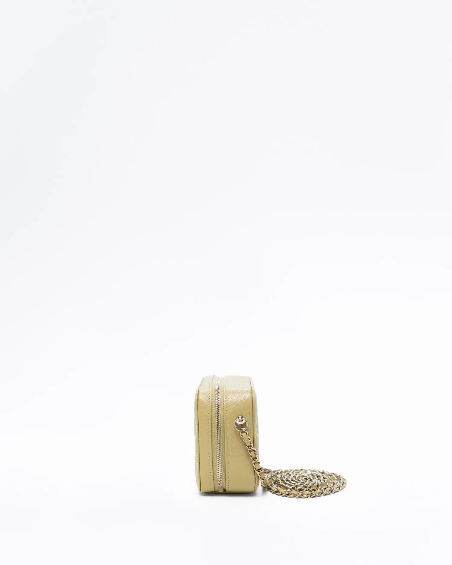 Caviar Zip Around Mini Vanity with Chain