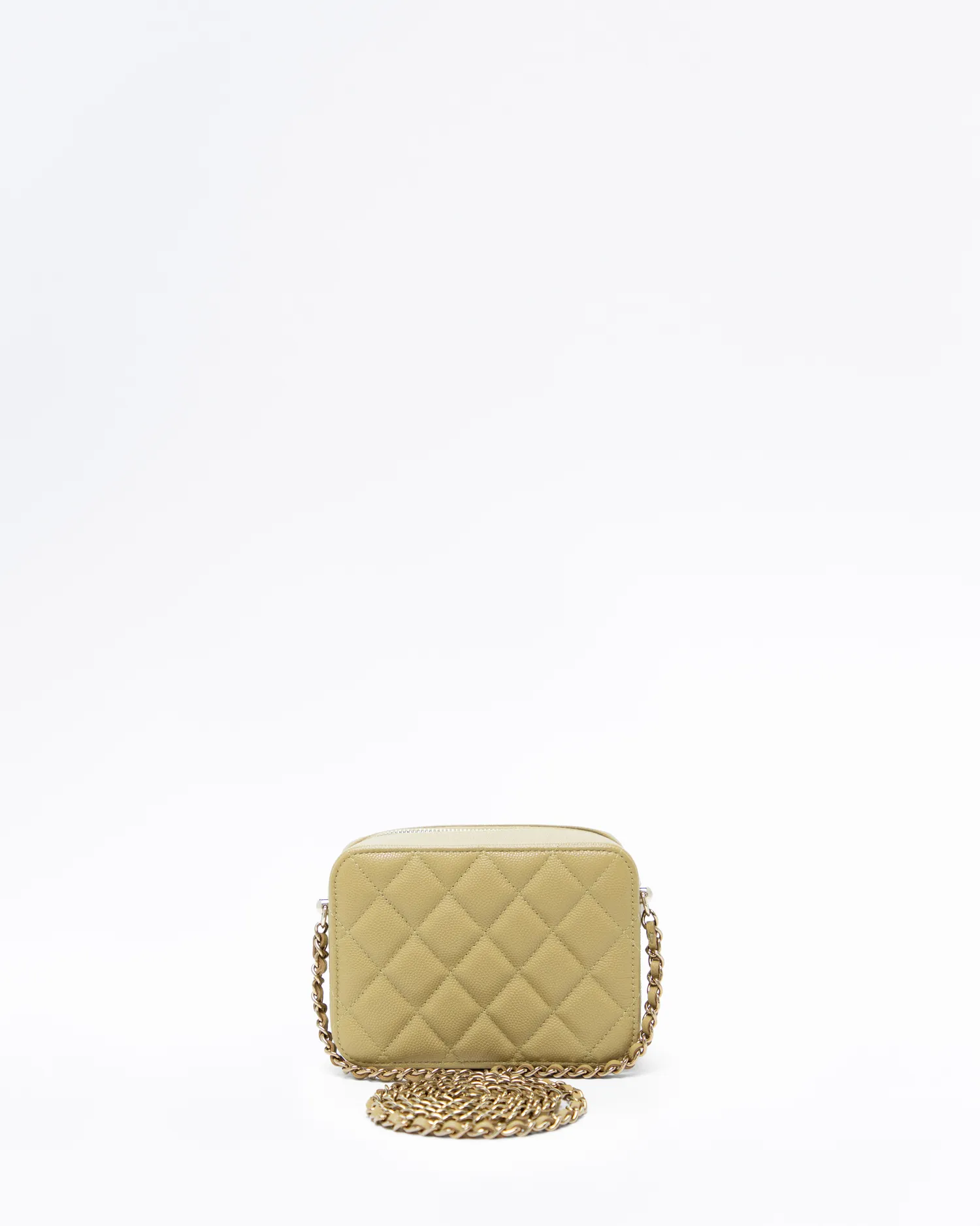Caviar Zip Around Mini Vanity with Chain