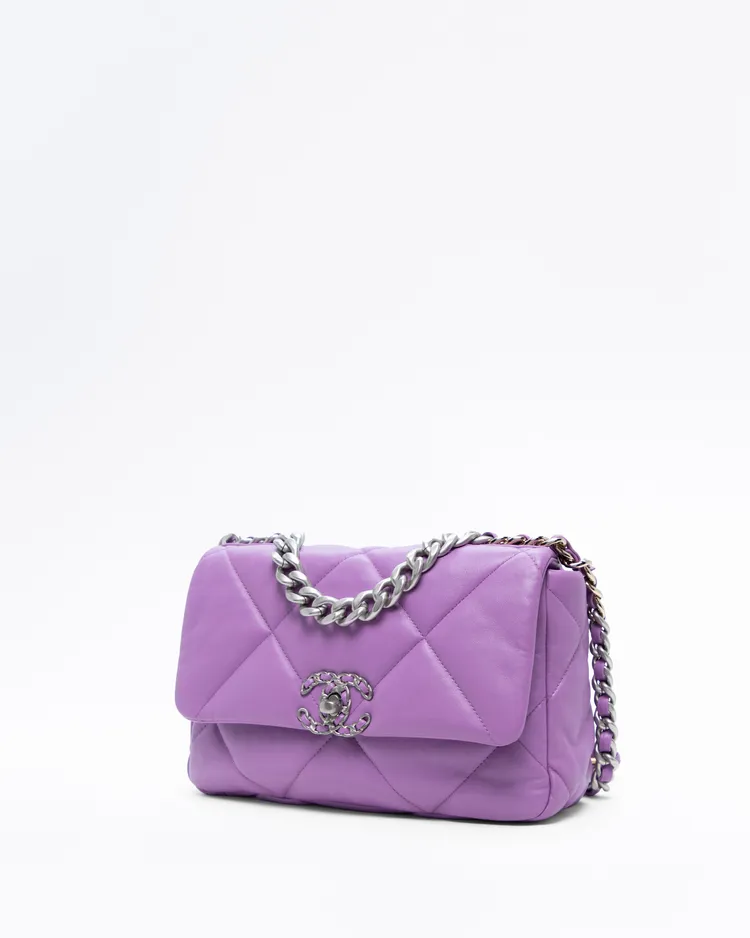 Alternate view angle of Lambskin Chanel 19 Flap Bag
