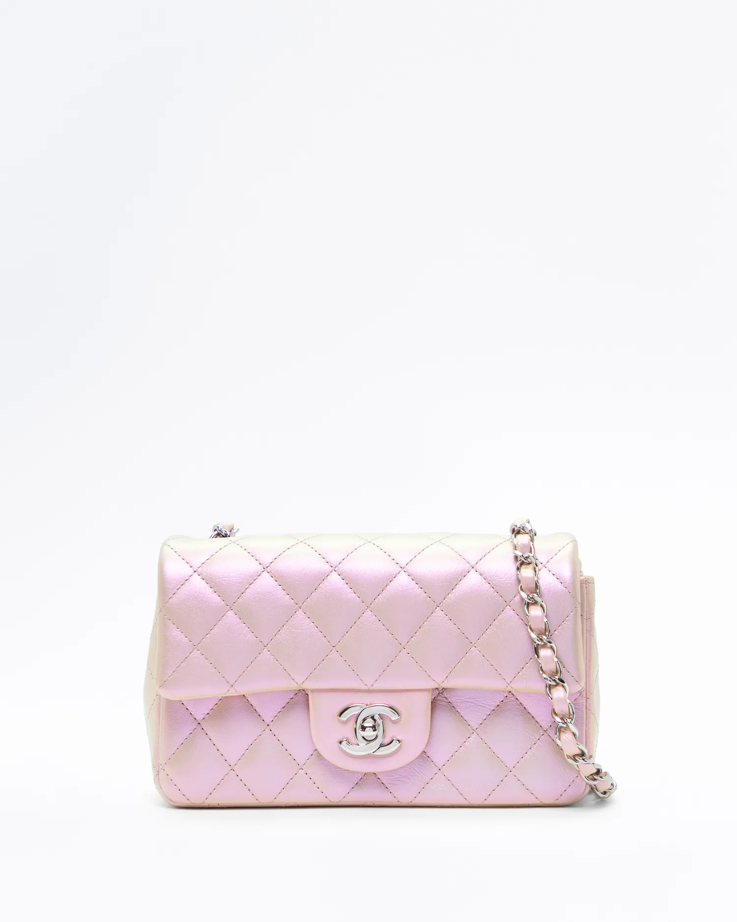 Iridescent Quilted Mini Classic Flap Bag