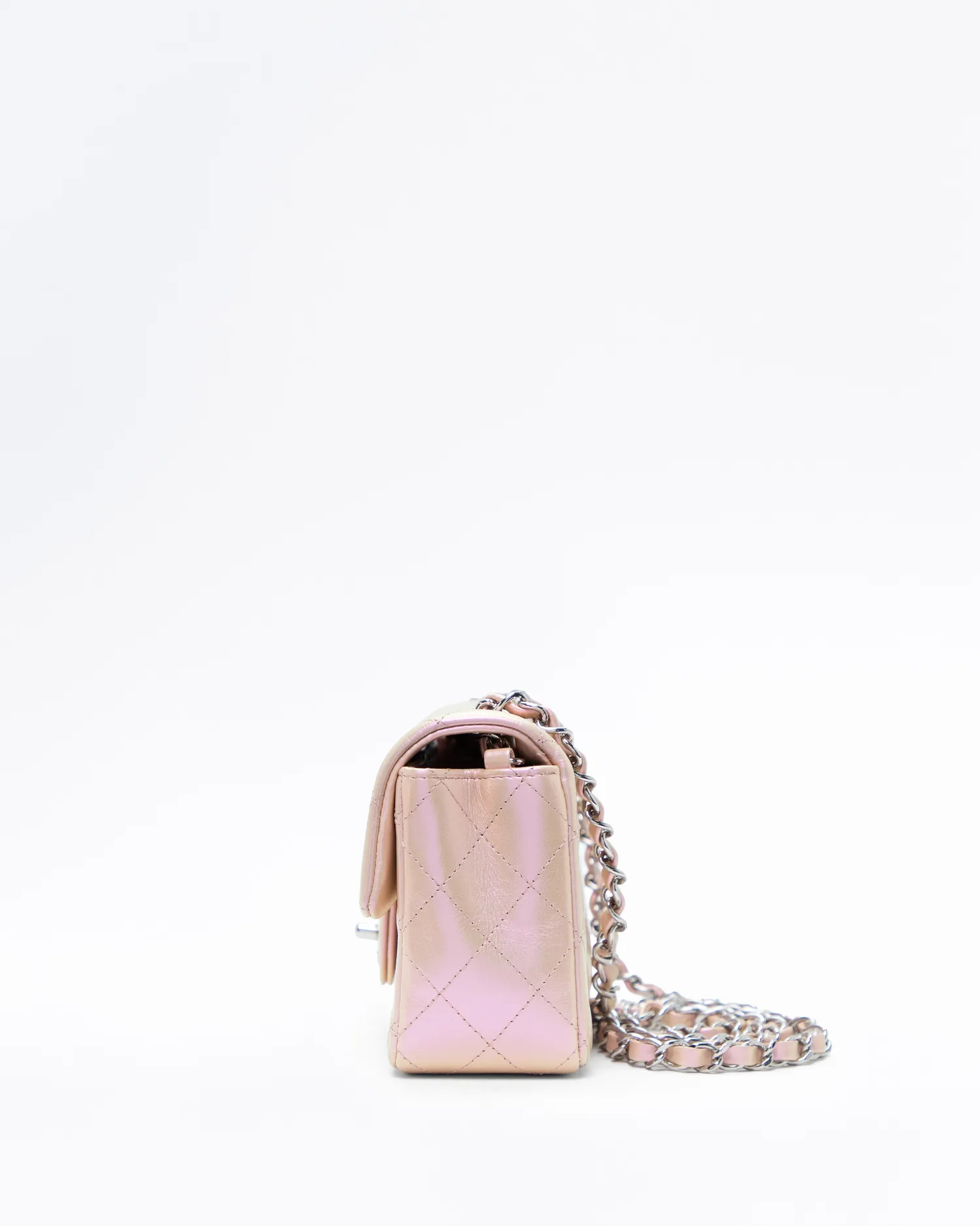 Iridescent Quilted Mini Classic Flap Bag