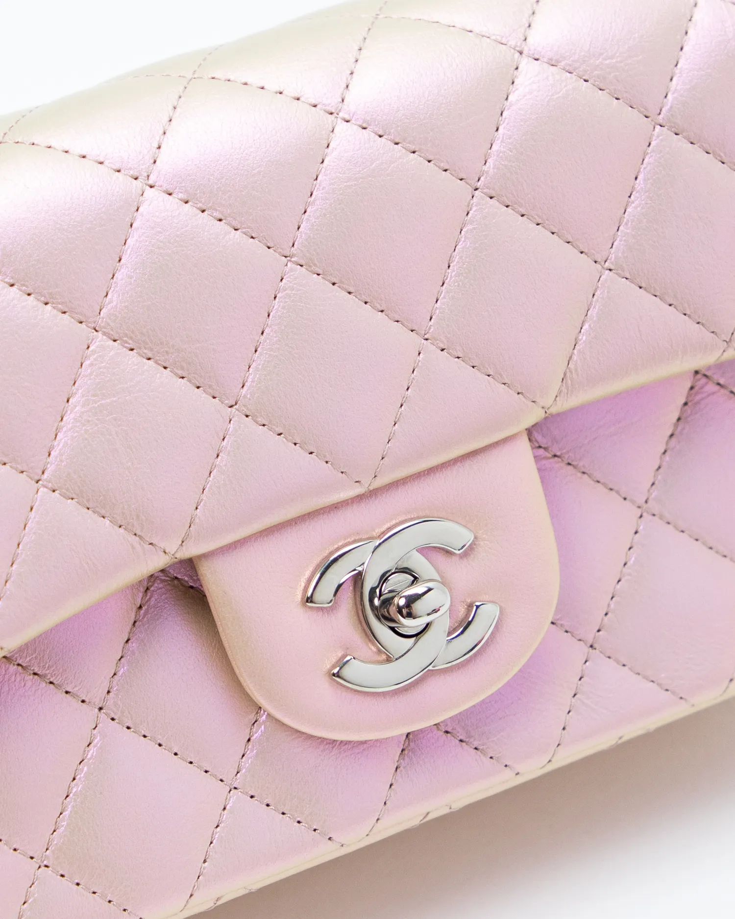 Iridescent Quilted Mini Classic Flap Bag