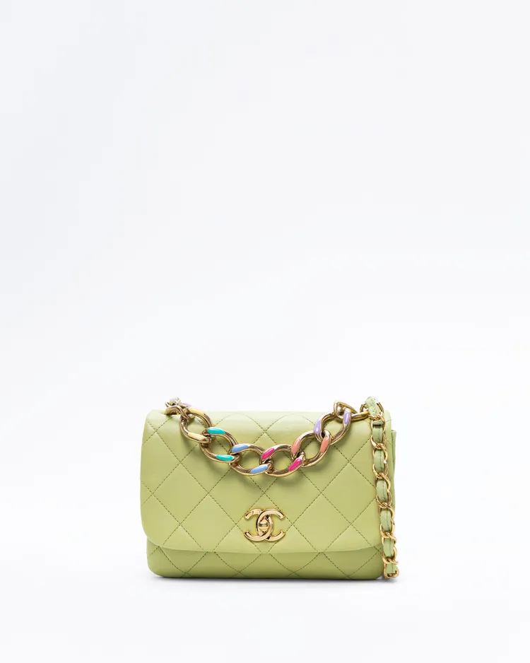 Lambskin Quilted Color Match Small Flap Bag