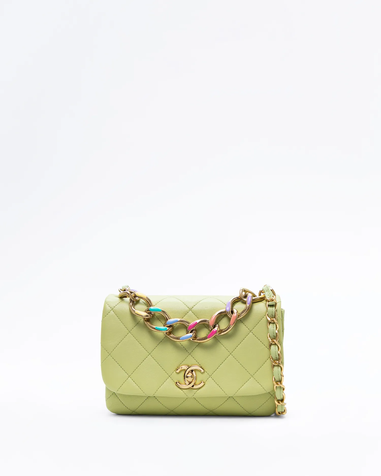 Lambskin Quilted Color Match Small Flap Bag