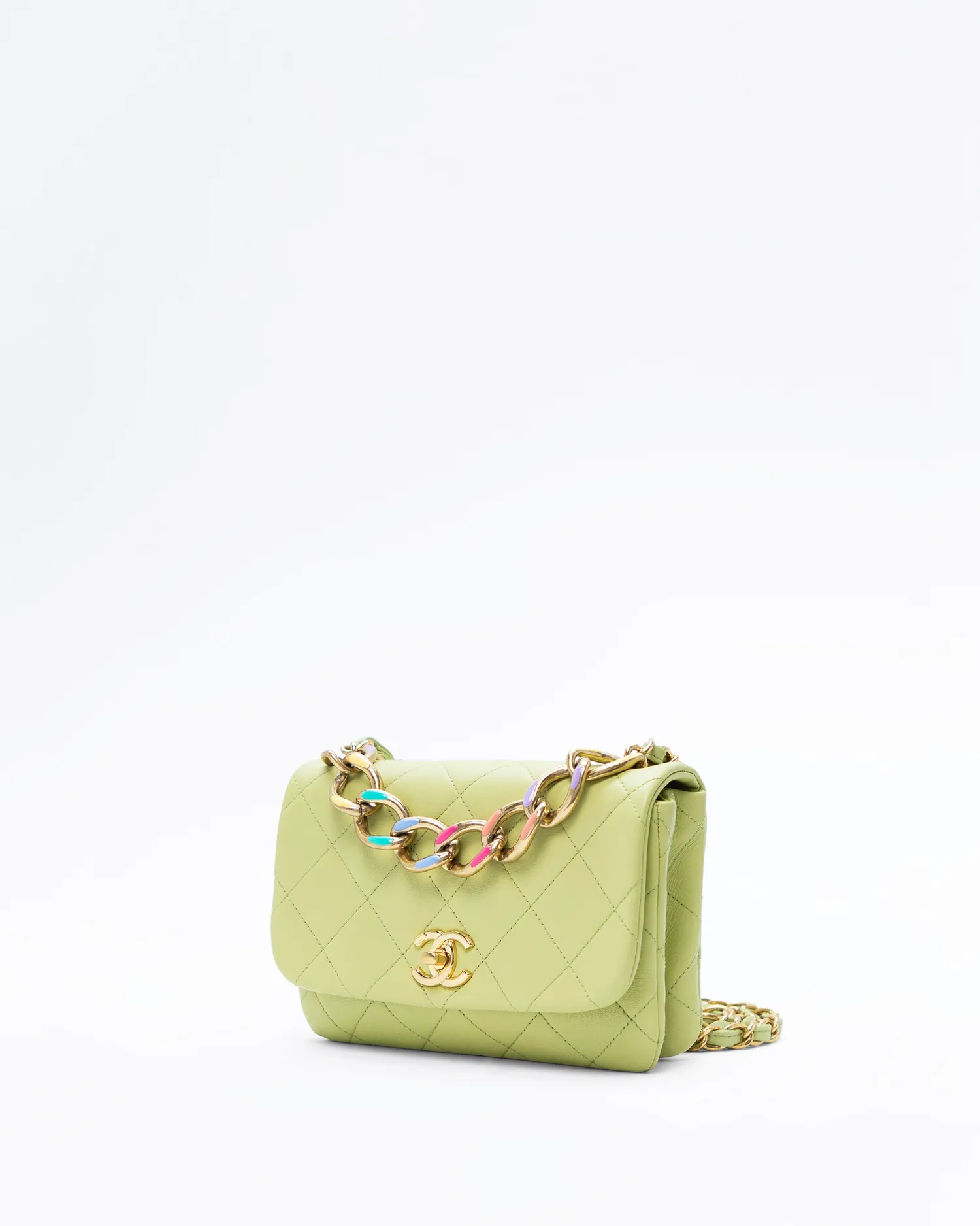 Lambskin Quilted Color Match Small Flap Bag