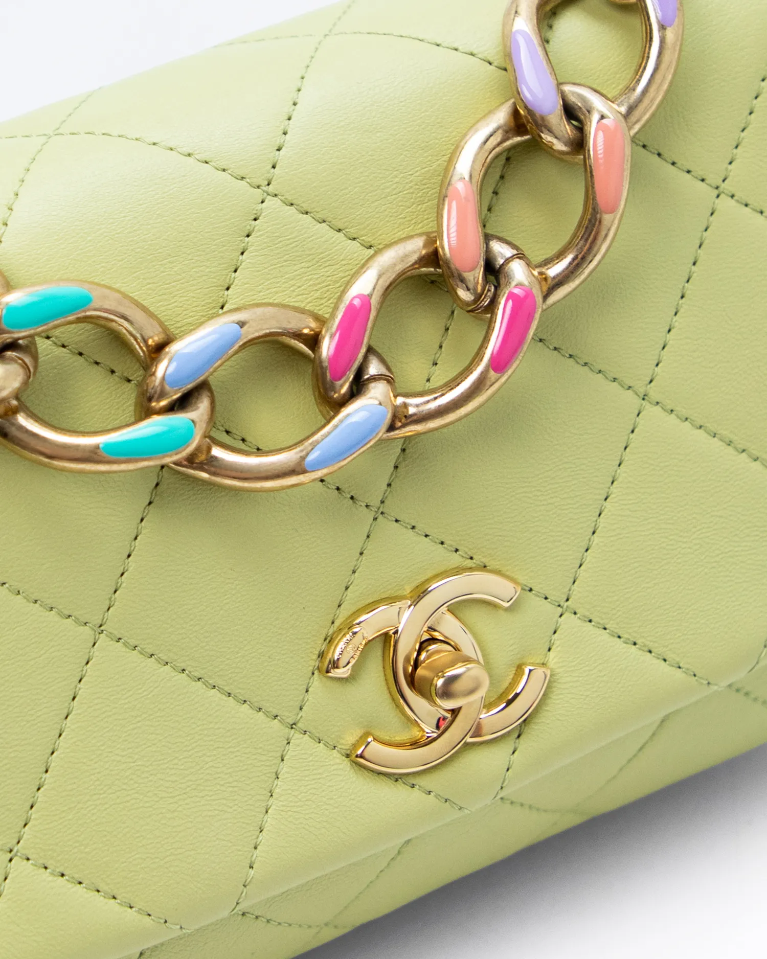 Lambskin Quilted Color Match Small Flap Bag