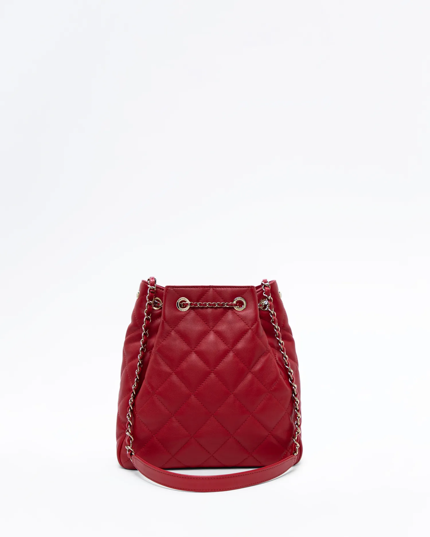 Lambskin Quilted Drawstring Bucket Bag