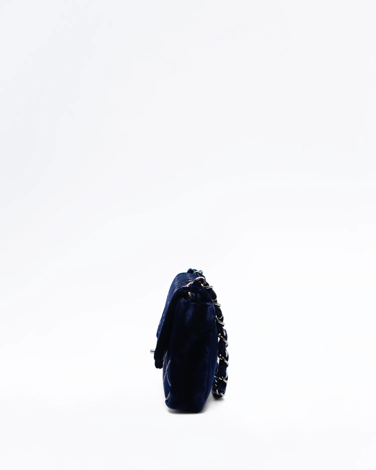 Velvet Diamond Stitched East West Flap Bag
