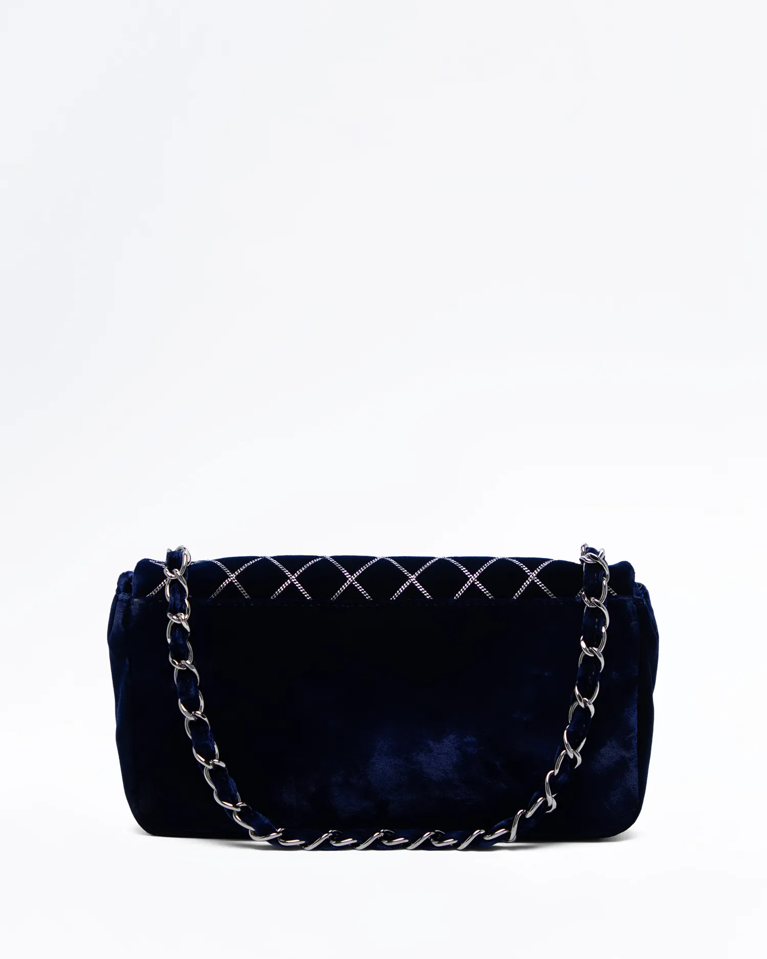 Velvet Diamond Stitched East West Flap Bag