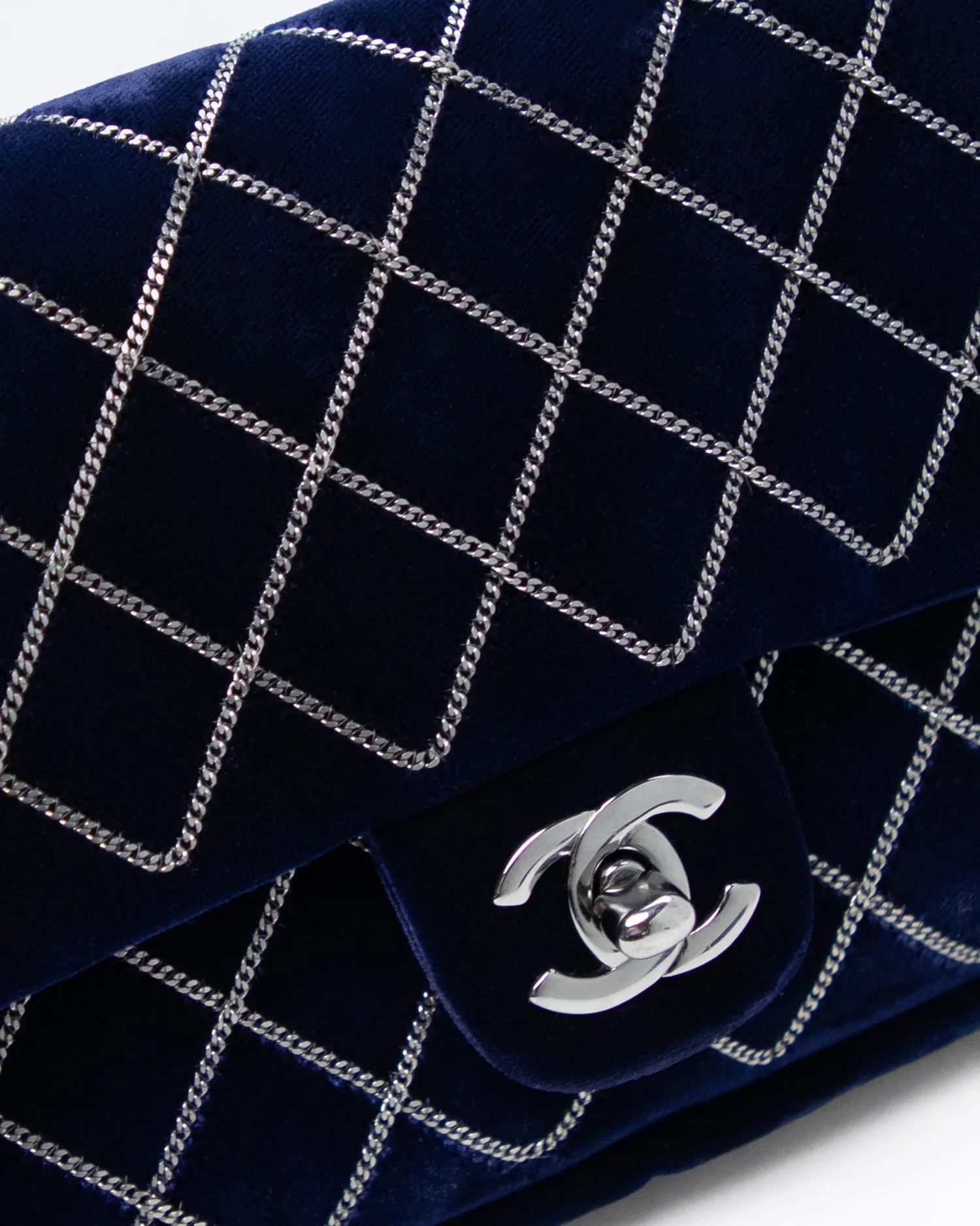 Velvet Diamond Stitched East West Flap Bag