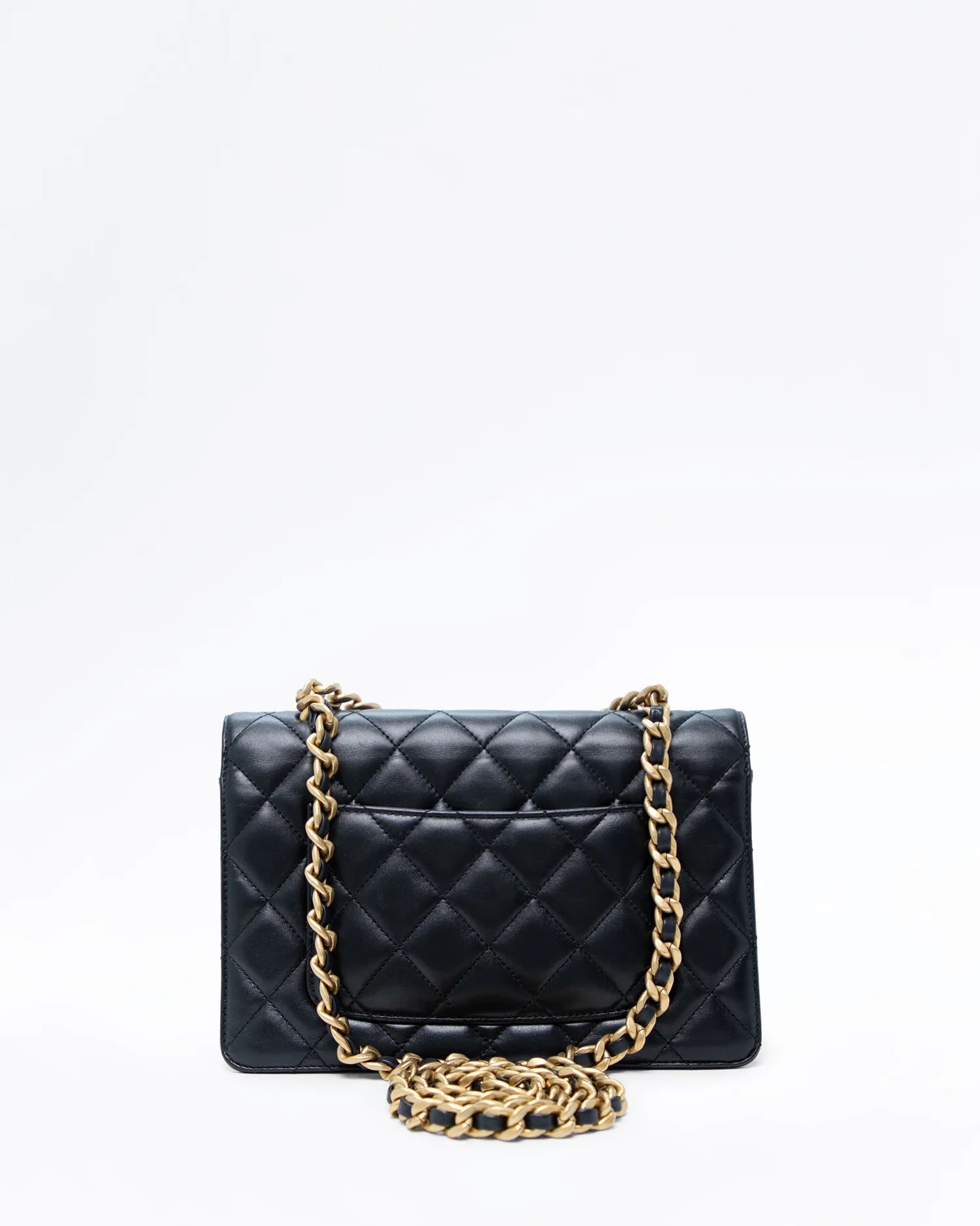 Quilted Chain Handle Flap Bag