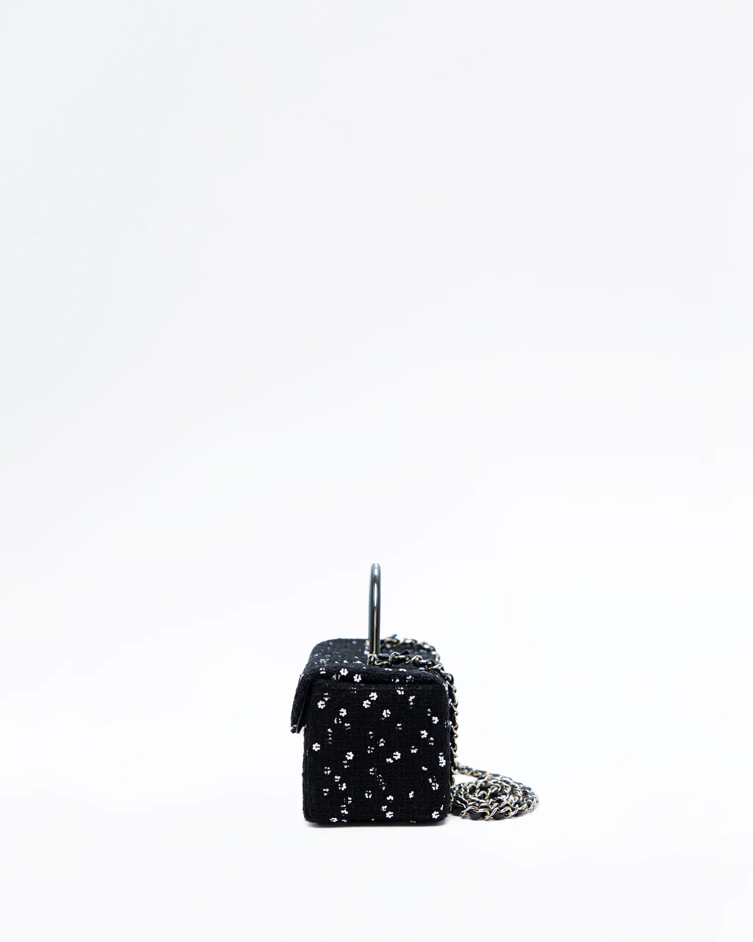Tweed Sequin Top Handle Box Bag