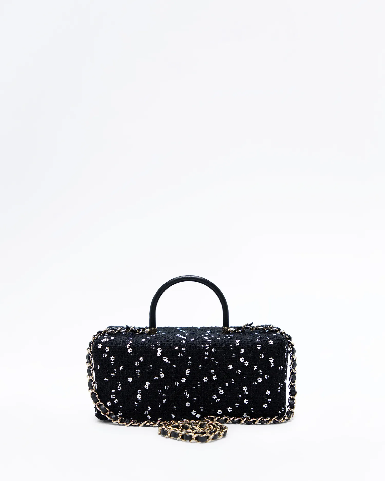 Tweed Sequin Top Handle Box Bag
