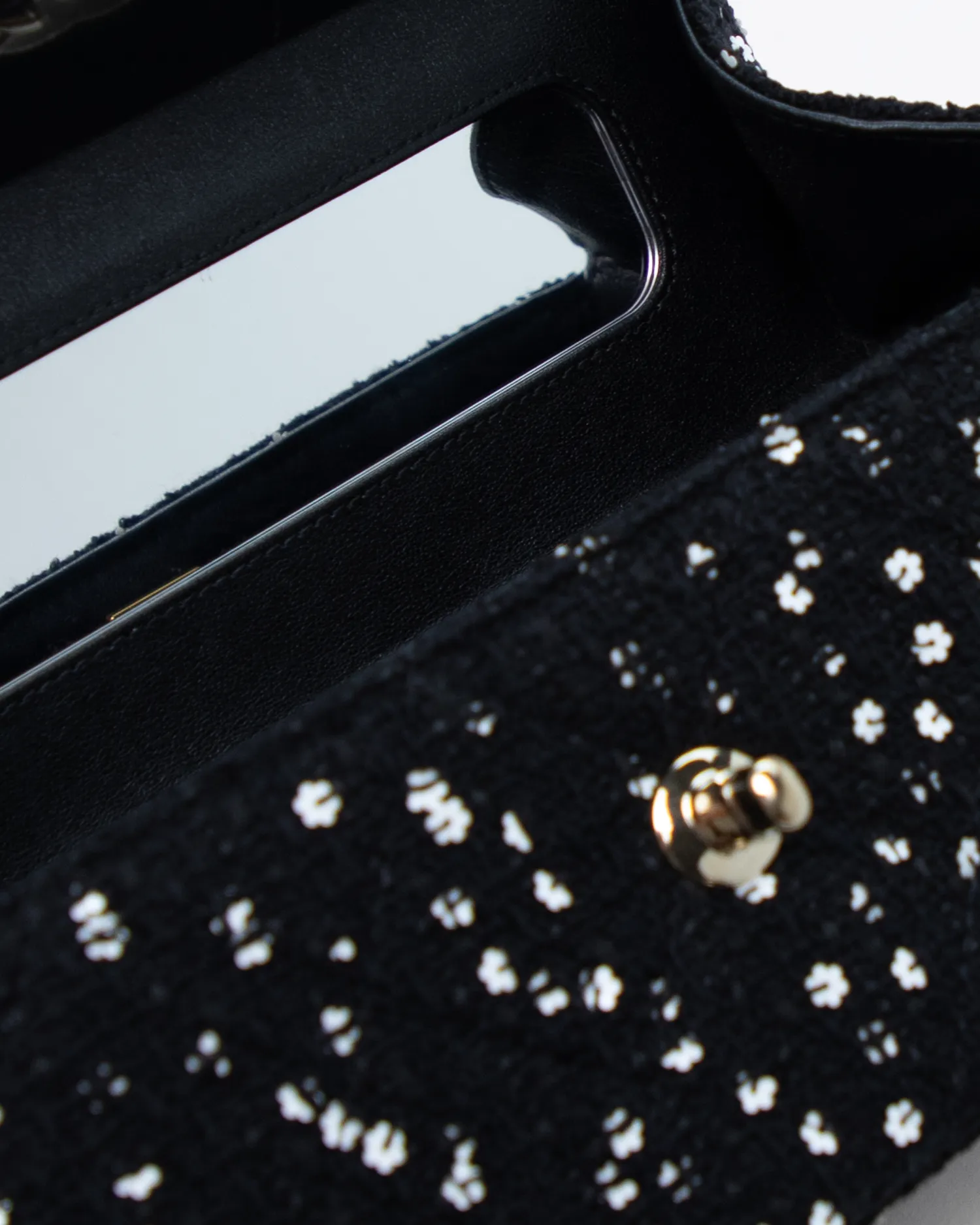 Tweed Sequin Top Handle Box Bag