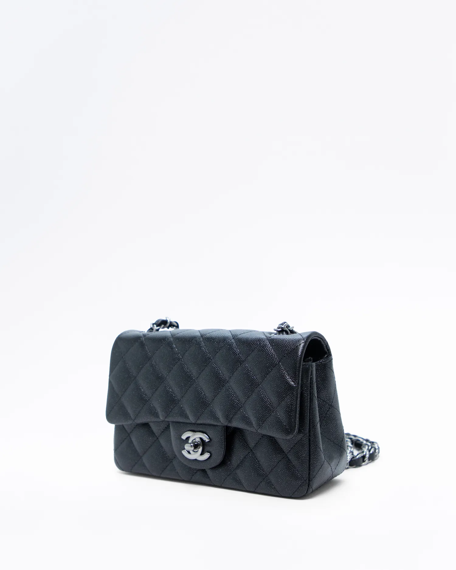 Shimmer Caviar Quilted Mini Classic Flap Bag