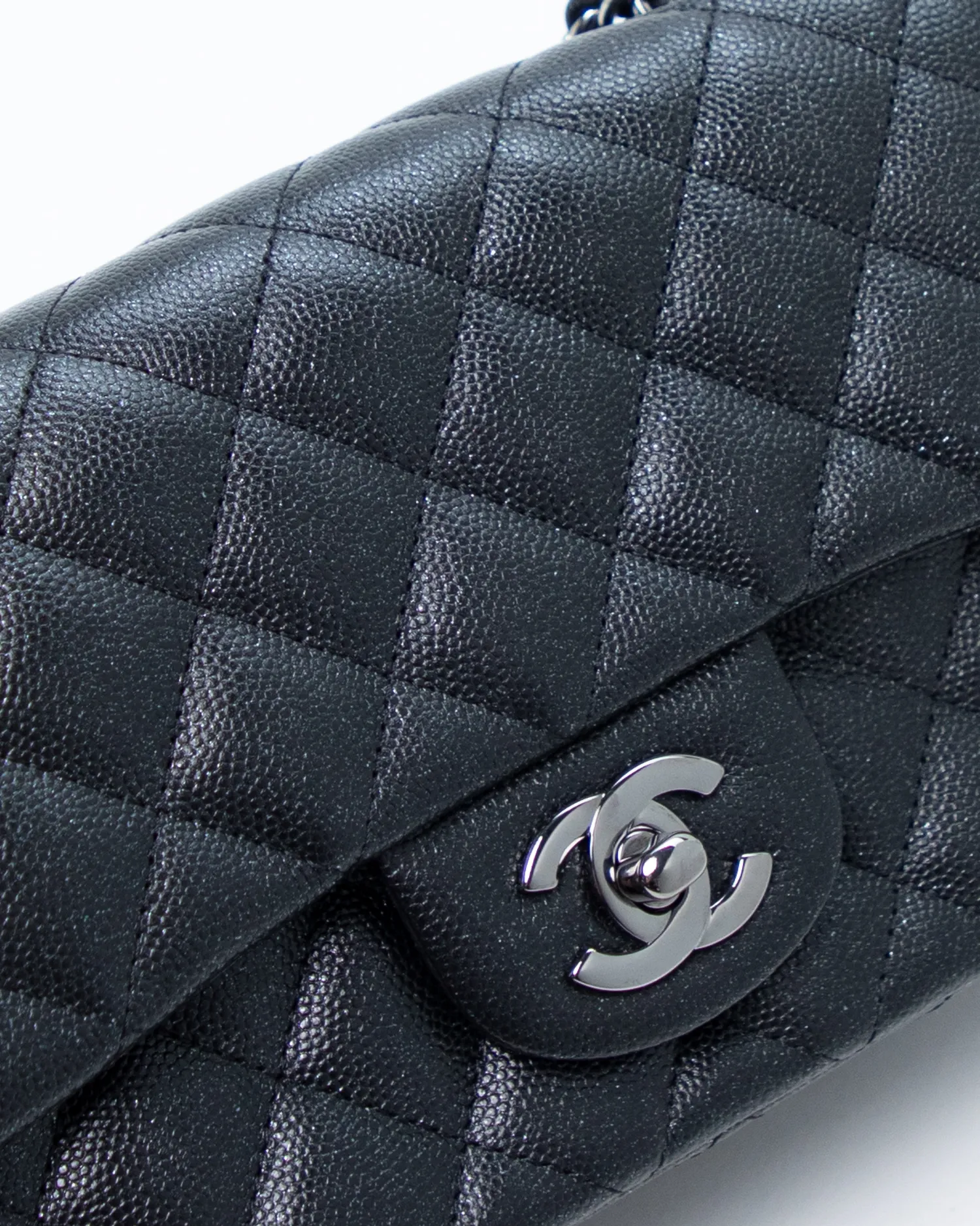 Shimmer Caviar Quilted Mini Classic Flap Bag
