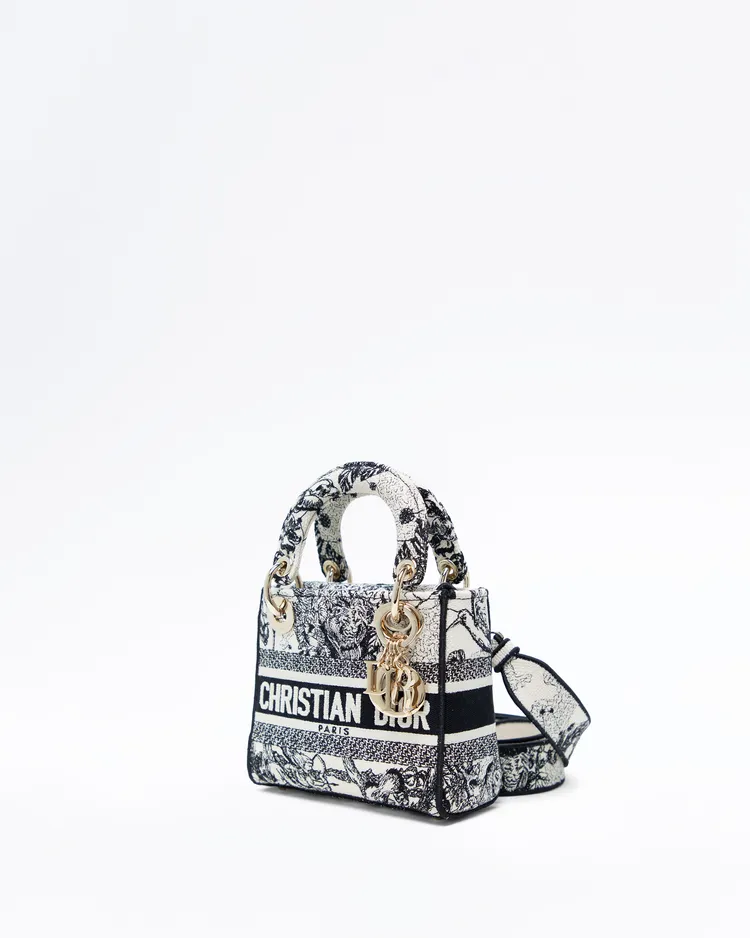 Alternate view angle of Toile de Jouy Mini Lady D-Lite Bag