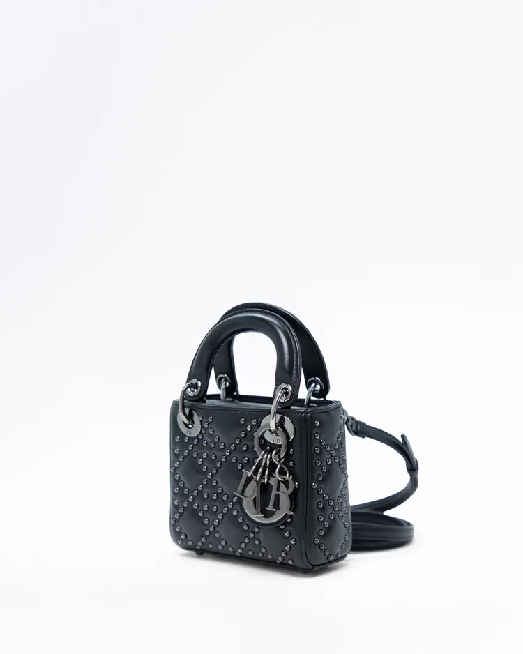 Alternate view angle of Studded Cannage Micro Lady Dior Bag