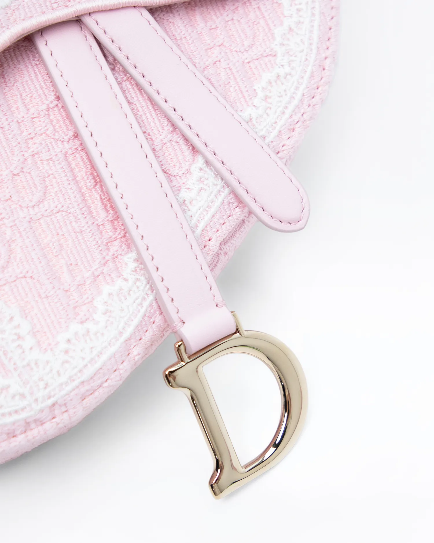 Lace Embroidered Small Saddle Bag with Strap