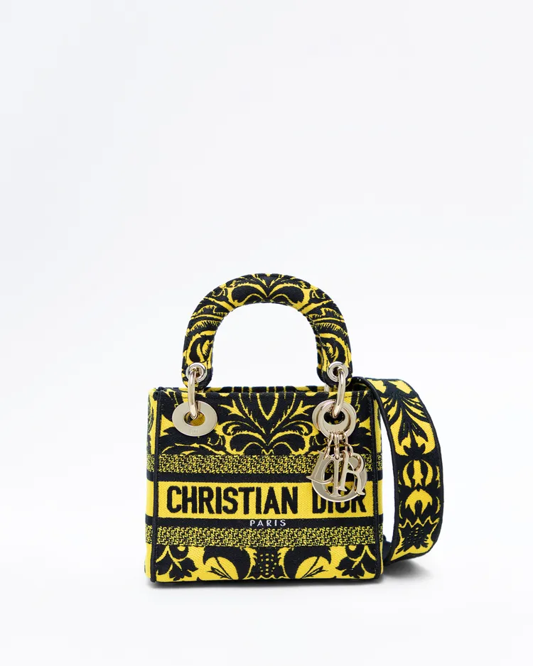 Floral Embroidered Mini Lady D-Lite Bag