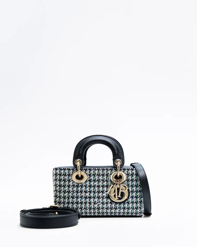 Tweed Sequin Mini Lady D-Joy Bag