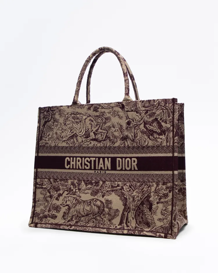 Alternate view angle of Toile de Jouy Large Book Tote