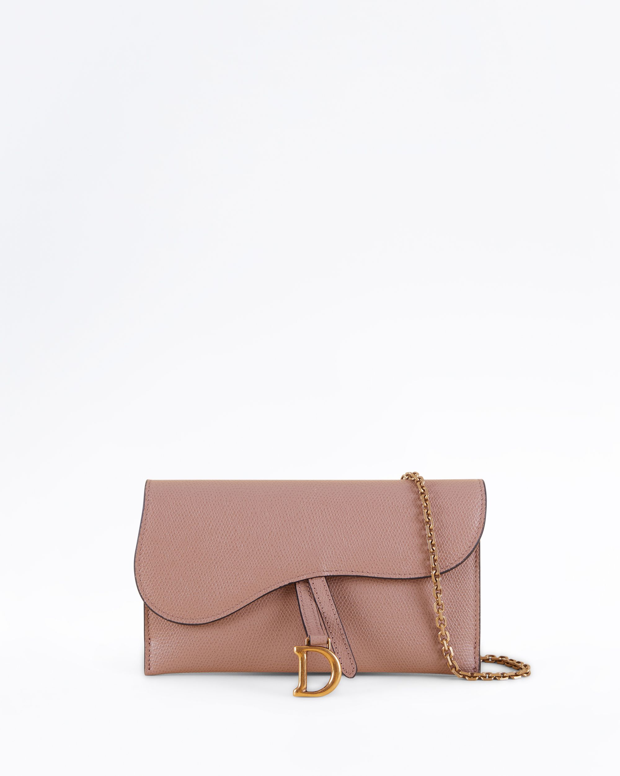 Christian Dior Leather Small Saddle Pouch with Chain | Vivrelle