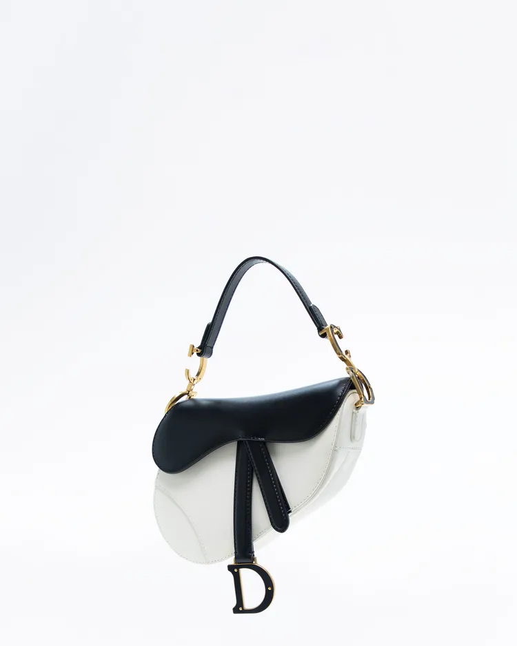 Alternate view angle of Leather Mini Saddle Bag with Strap