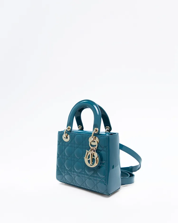 Alternate view angle of Patent Cannage Small Lady Dior Bag