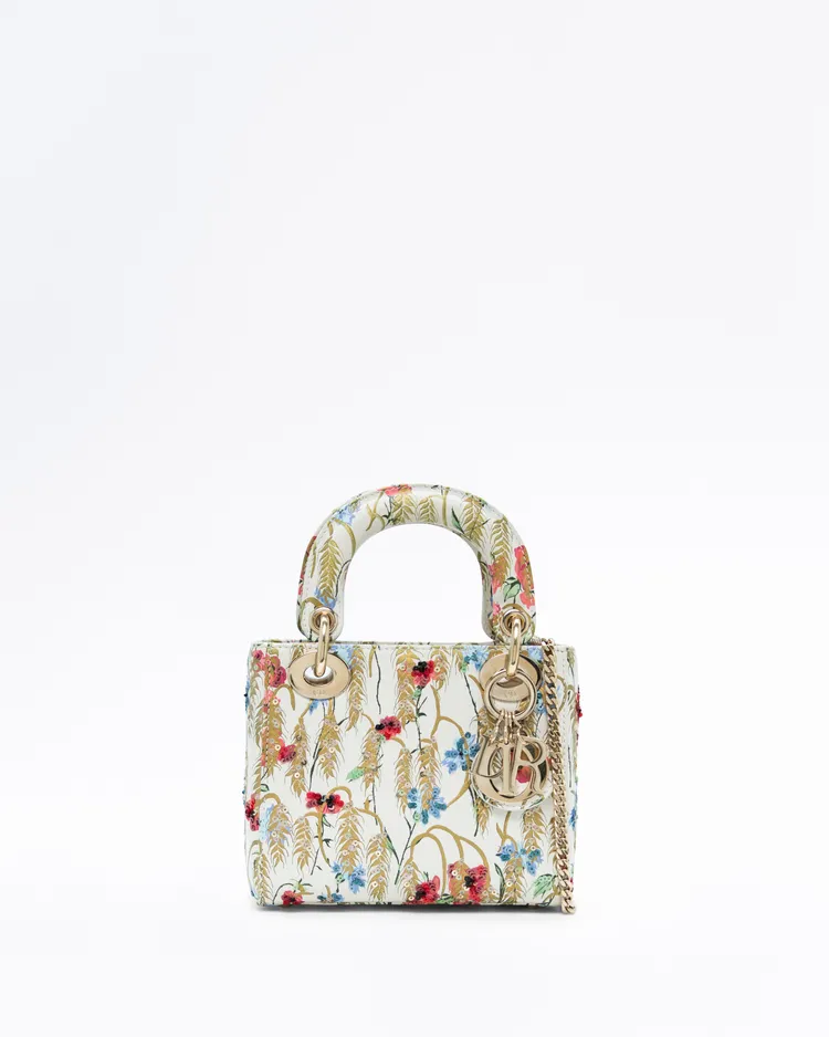 Hibiscus Lambskin Mini Lady Dior Bag