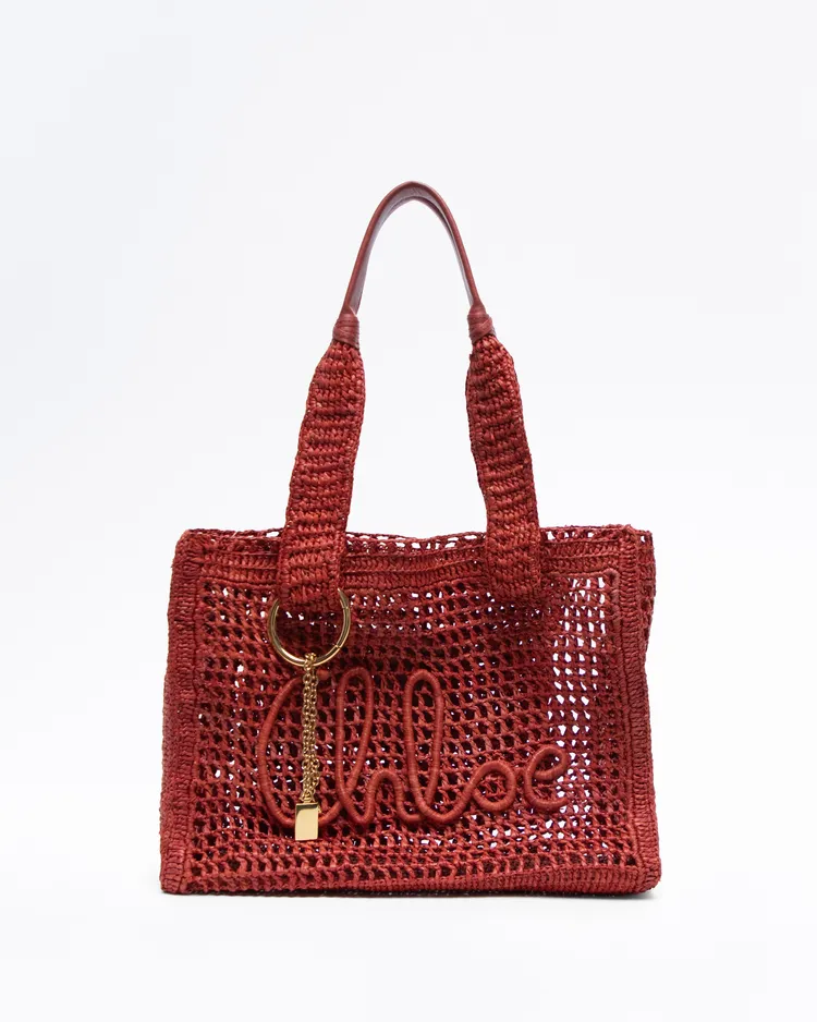 Raffia Summer Banana East West Tote