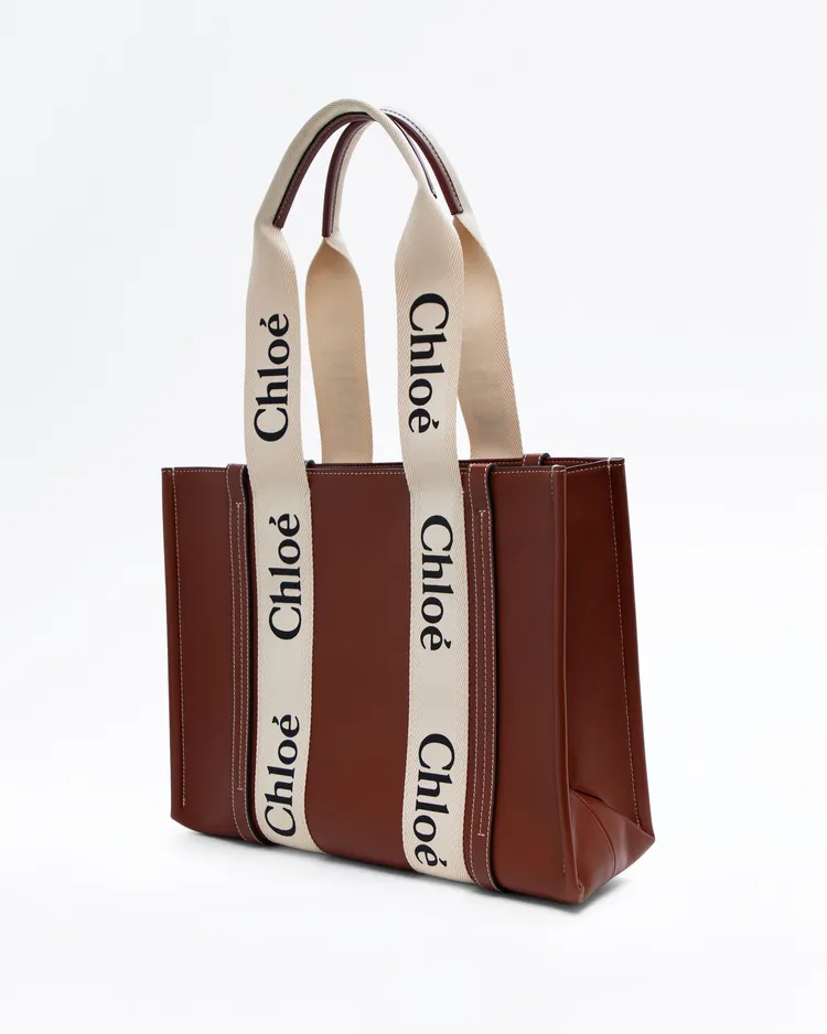 Alternate view angle of Leather Medium Woody Tote