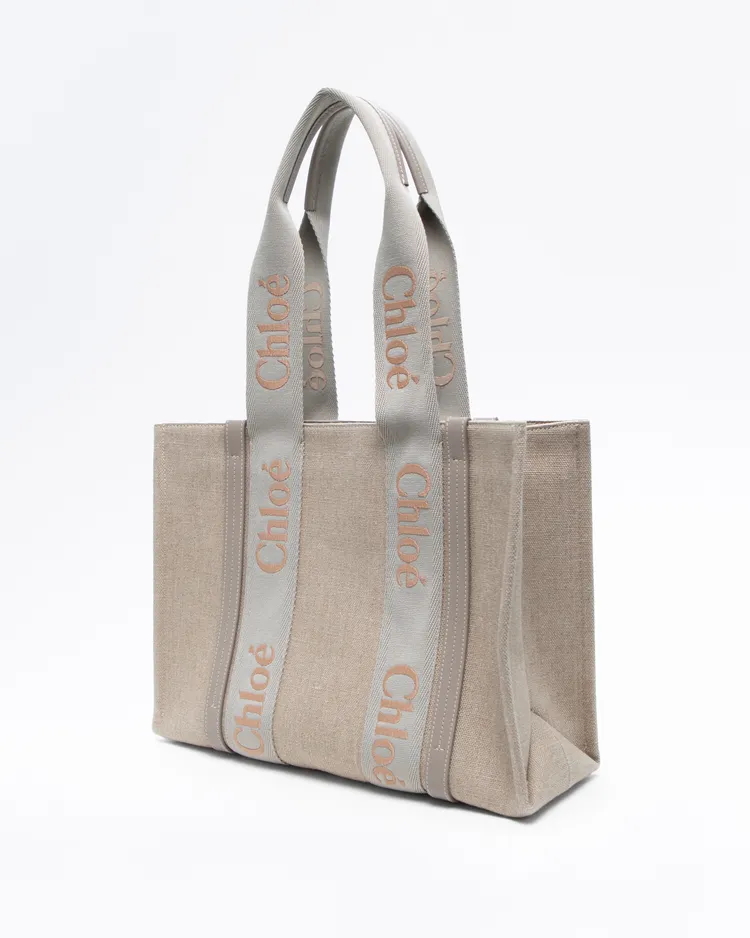 Alternate view angle of Linen Medium Woody Tote