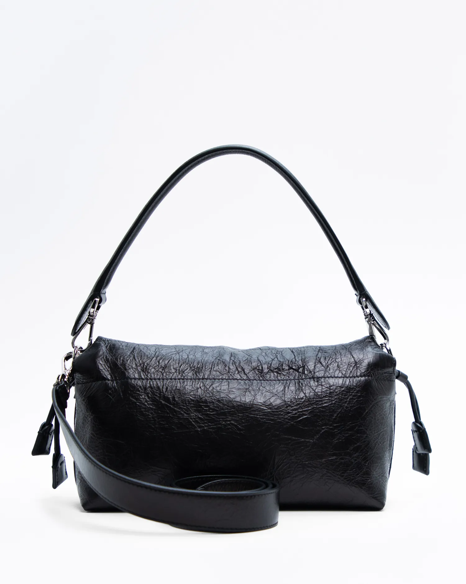 Crackled Medium Baguette Soft Bag