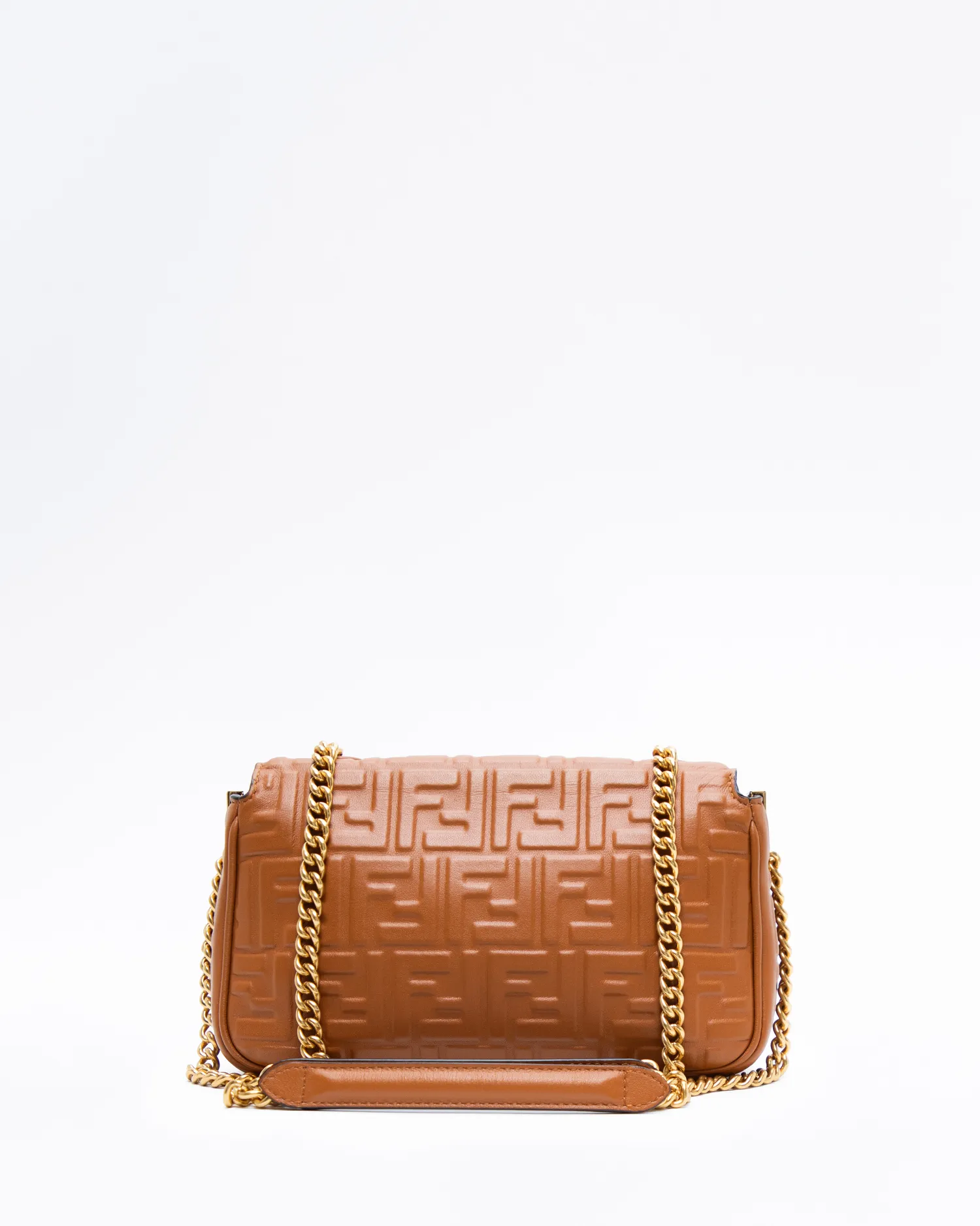 Embossed FF Midi Chain Baguette Bag