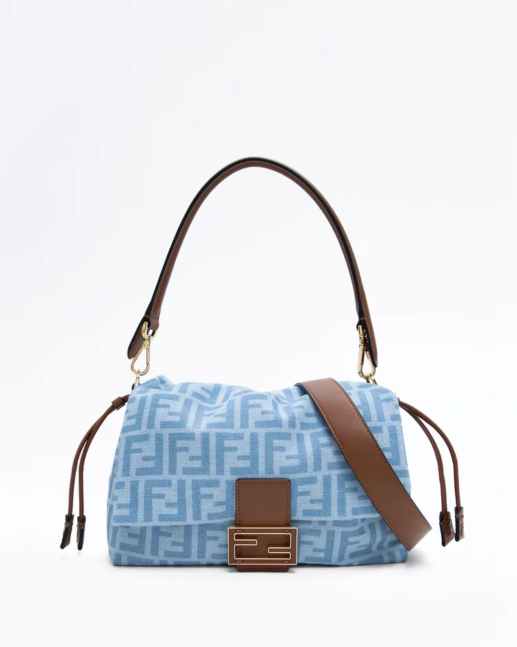 Denim Medium Baguette Soft Bag