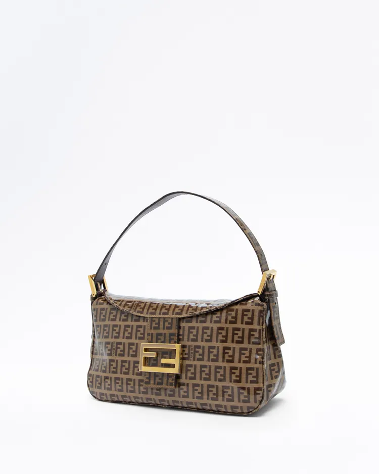 Alternate view angle of Vinyl Zucchino Double Flap Mama Baguette Bag