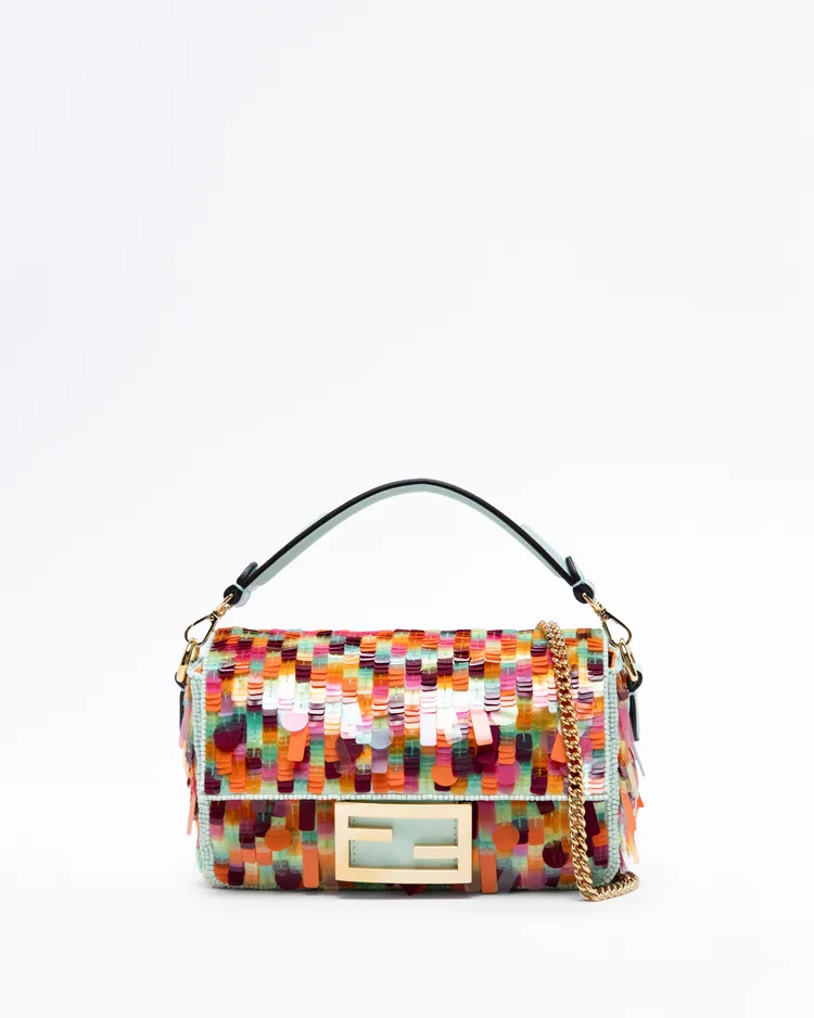Sequin Mini Baguette Chain Bag
