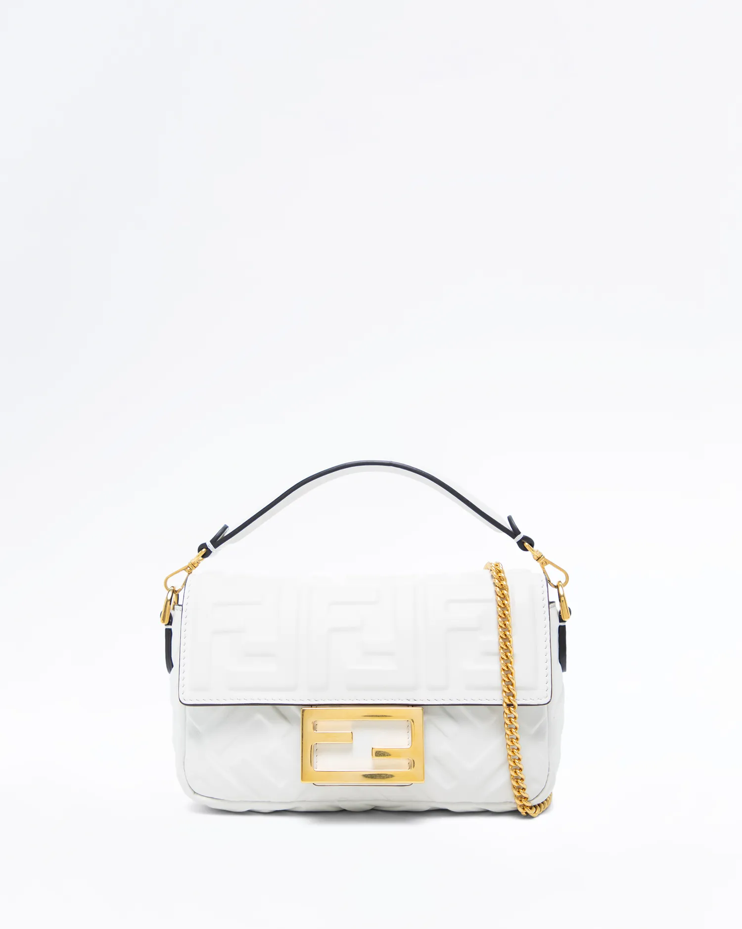 Embossed FF Mini Baguette Chain Bag