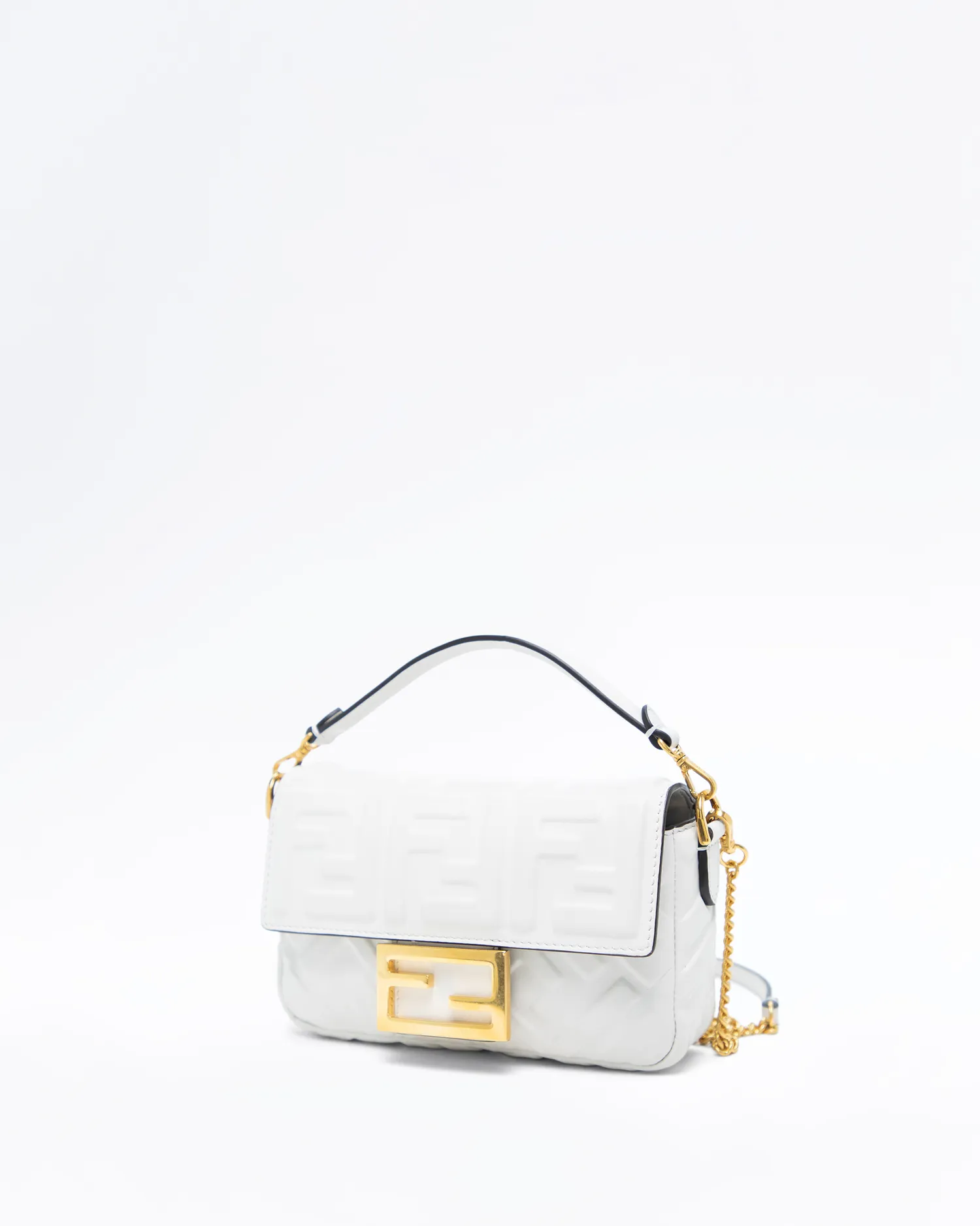 Embossed FF Mini Baguette Chain Bag