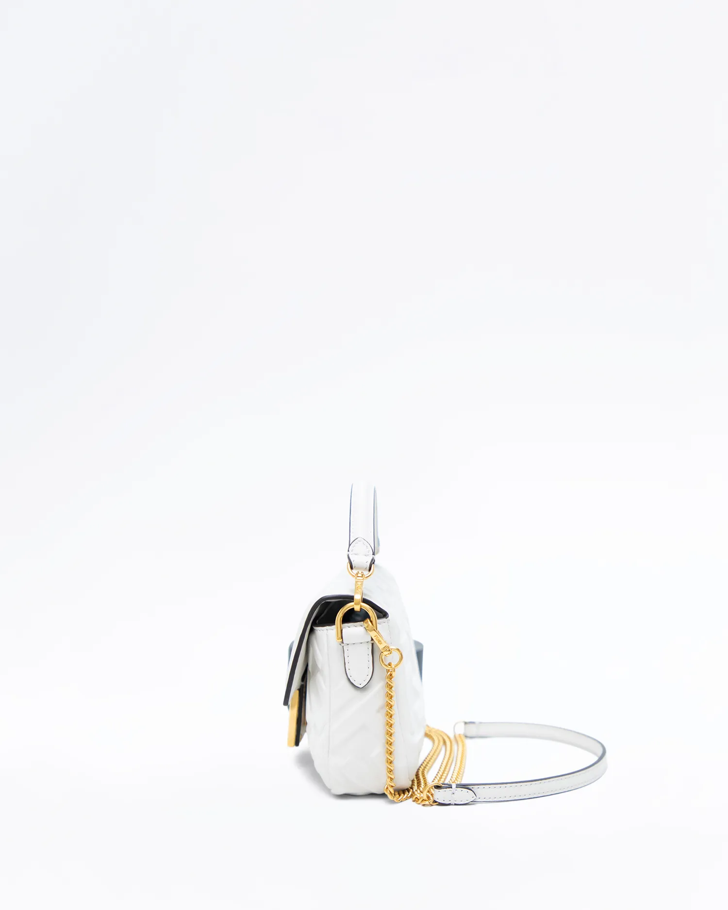 Embossed FF Mini Baguette Chain Bag