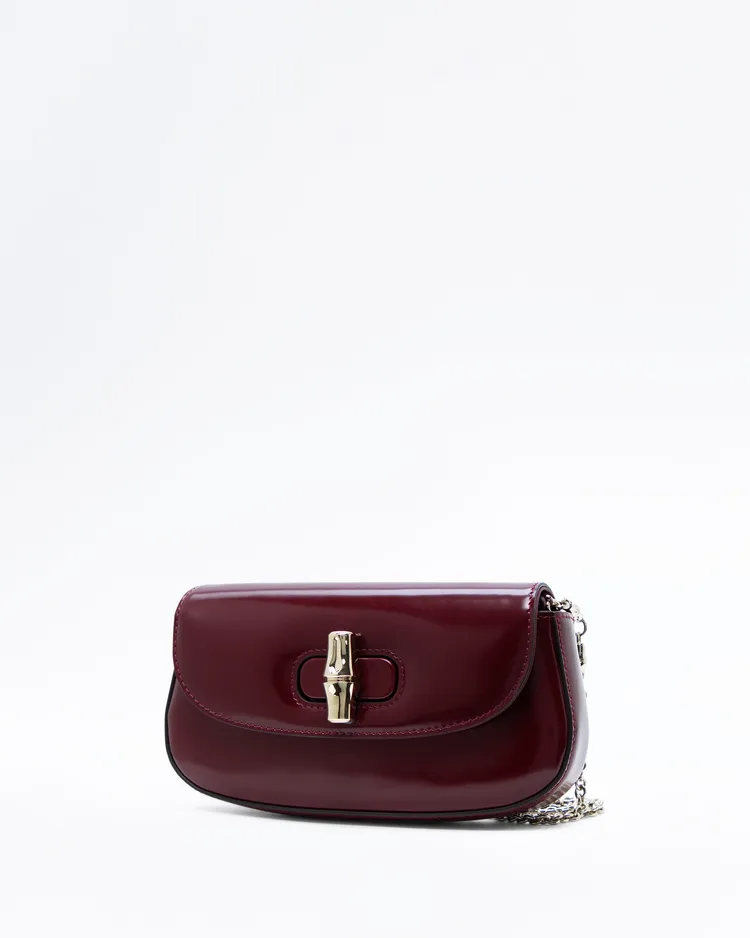 Alternate view angle of Bamboo Night Clutch with Chain