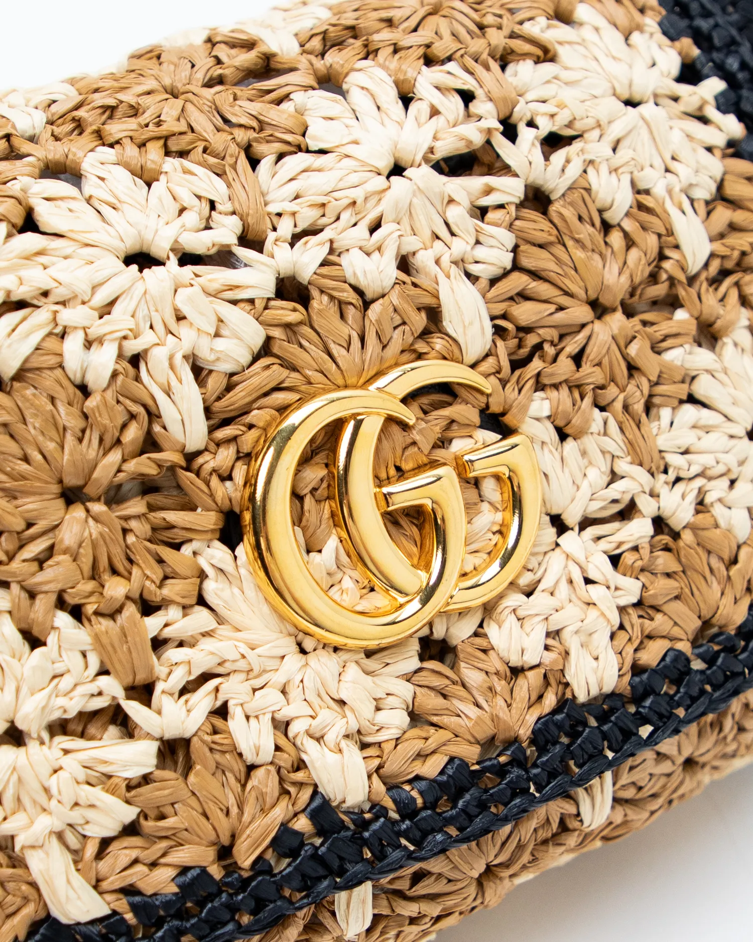 GG Marmont Raffia Small Flap Shoulder Bag