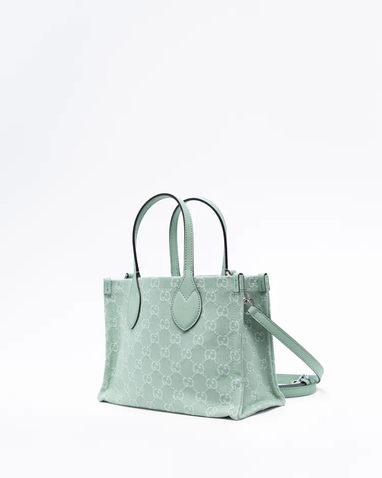 Alternate view angle of Denim Medium GG Ophidia Tote Bag