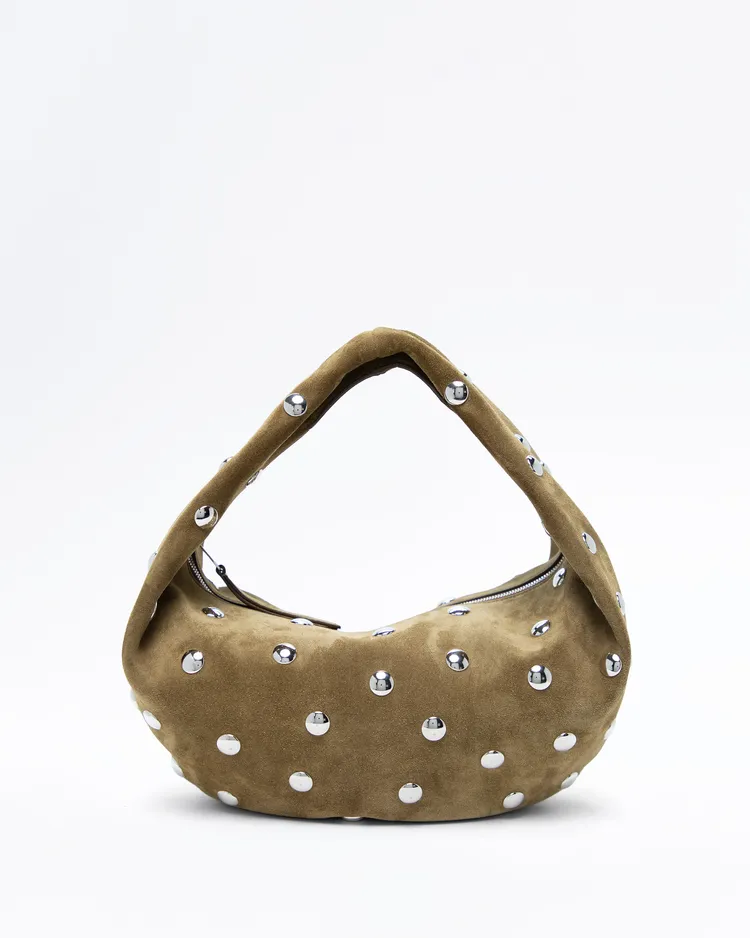 Suede Studded Medium Olivia Hobo Bag
